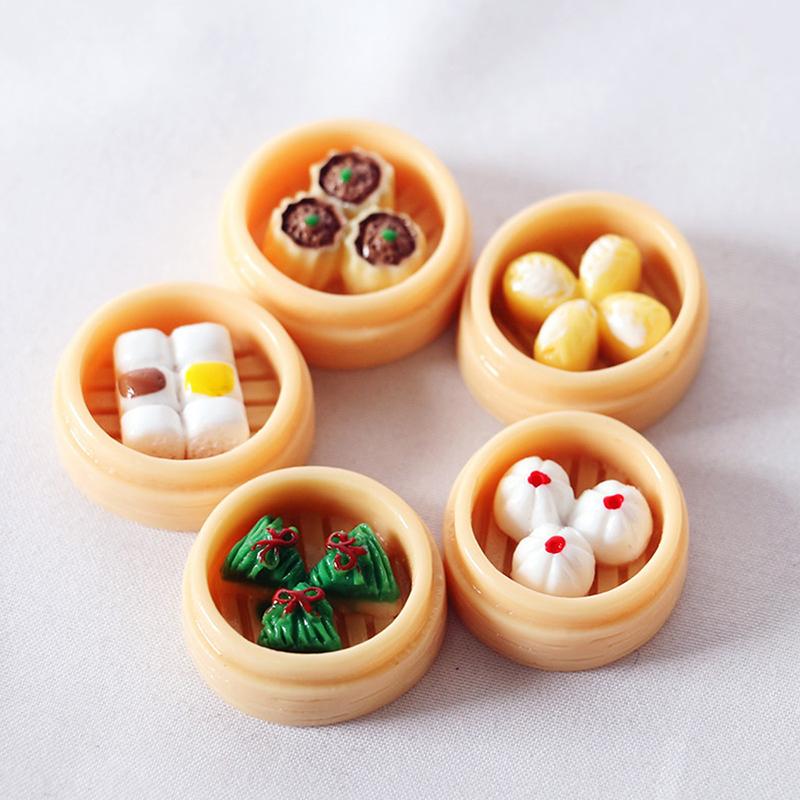5Pcs 1:12 Scale Miniature Dollhouse Chinese Dim Sum Food For Decor Toys