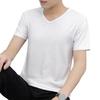 Slim Fit V Neck Casual Men T-shirt Short Sleeve Pullover Solid Color Ice Silk Youthful Style Daily Wear