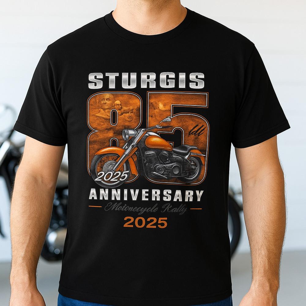 Sturgis 85th Anniversary 2025 T-Shirt Biker Rally Harley Motorcycle Graphic Tee  Unisex T-Shirt XL