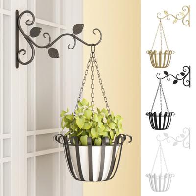 Retro Plant Basket Hanger Wall-Mounted Iron Hook Hanging Flower Basket Decorative Plant Hanger Heavy Duty Wall