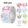 500 Stickers/Roll Ins Style Multicolor Thank You Self-Adhesive Roll Stickers, Simple Heart/Shape Suitable for Gift Wrapping Boxes, Envelopes