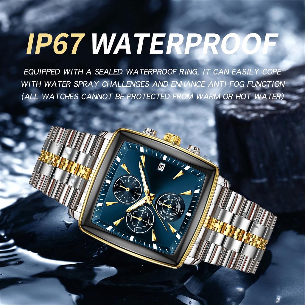 Men's Watches Luminous Waterproof Stainless Steel Chronograph Date Military Quartz Watch