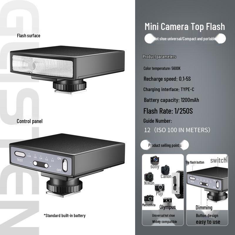 Универсальная ретро-мини-вспышка для беззеркальных камер: Совместим с Sony, Fujifilm и Canon