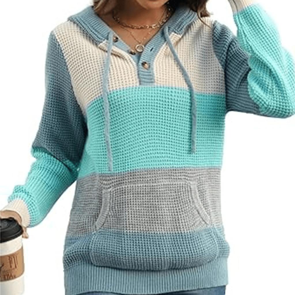 Women's Fashion Knitted Hooded Color,Blocked Headgear Top
