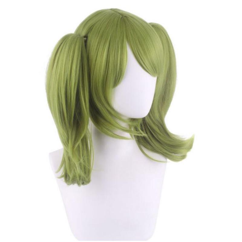 Wig Cosplay Danganronpa Monaka Green Short Ponytails Costume Dangan Ronpa Heat Resistant Synthetic Hair Monaca Towa Women Wigs