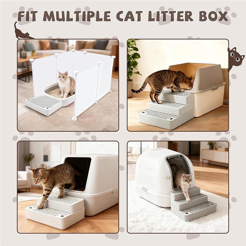J1UL1N Adjustable 3 Steps Cat Ramp Detachable Cat Pedal Step Stool Triple Layered Cats Litter Trapper