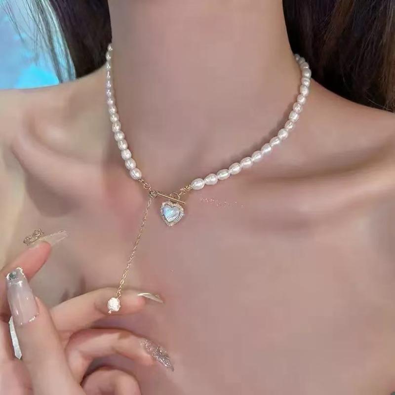High Texture Necklace Female Gorgeous Exquisite Retro Pearl Neck Chain Temperament Choker Noble Collarbone Chain