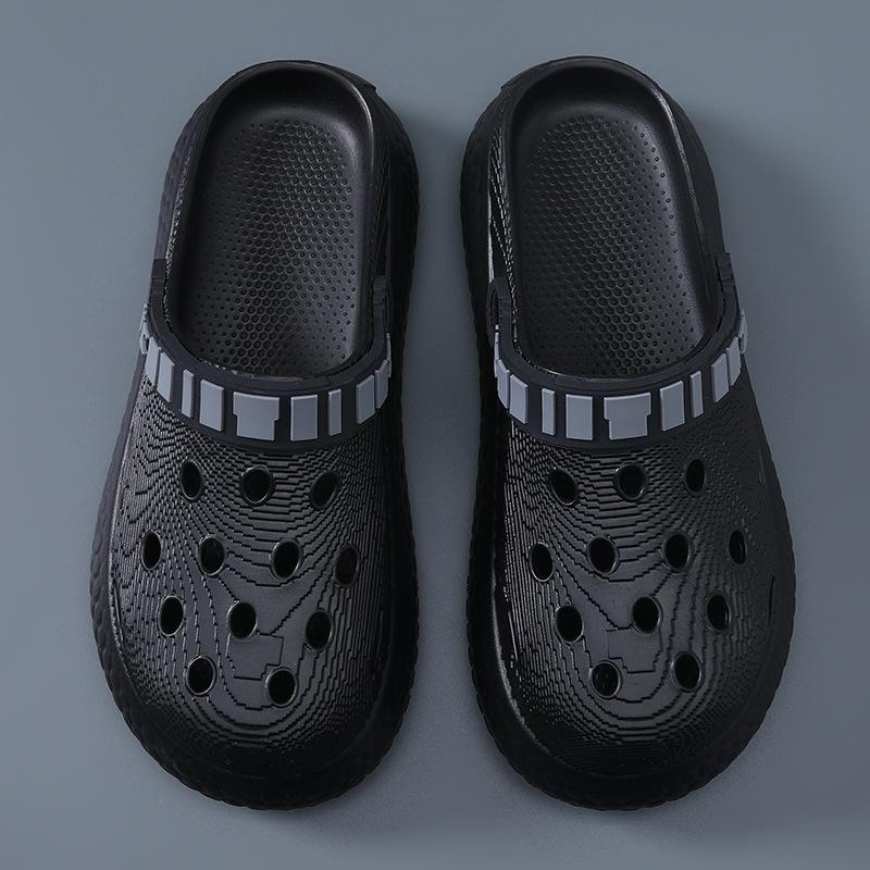 Hole Shoes Men's Summer Outer Wear Heightening Wear-resistant Non-slip Bag Head Drag EV Deodorant Breathable Fashion Sandals