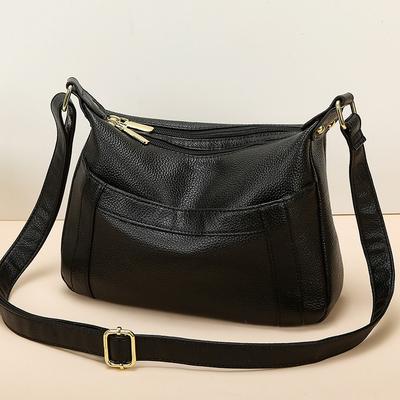 Leather Women's Bag Large-capacity Messenger Bag New Simple Commuter Shoulder Bag First Layer Cowhide Mother Bag