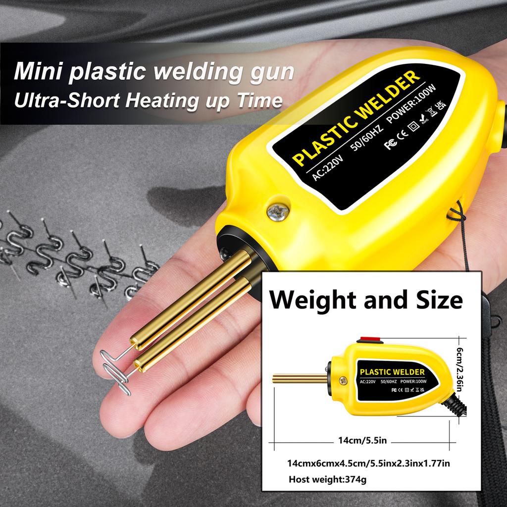 Plastic Welder 100W Heat Gun 200pcs Hot Staplers Plastic Welding Machine Bumper Soldering Iron Staples Car Repair Tools Kit