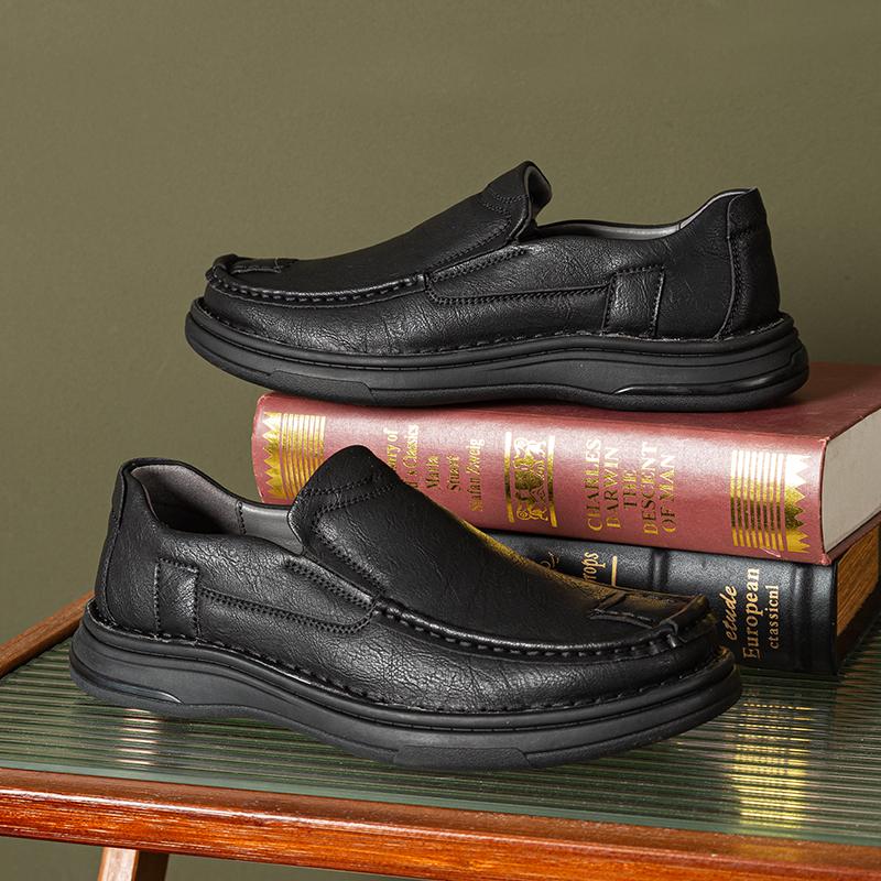 

Men s Leather Shoes Slip on Casual Sneakers Flats Walking Shoes 39 чорний