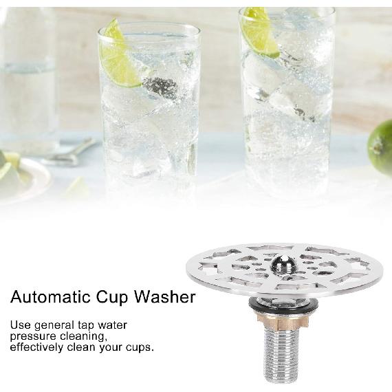 Glass Rinser Faucet Head, Automatic Faucet Glass Rinser Stainless Steel Automatic Cup Washer Cleaner Accessory for Household Kitchen Sink Laboratory