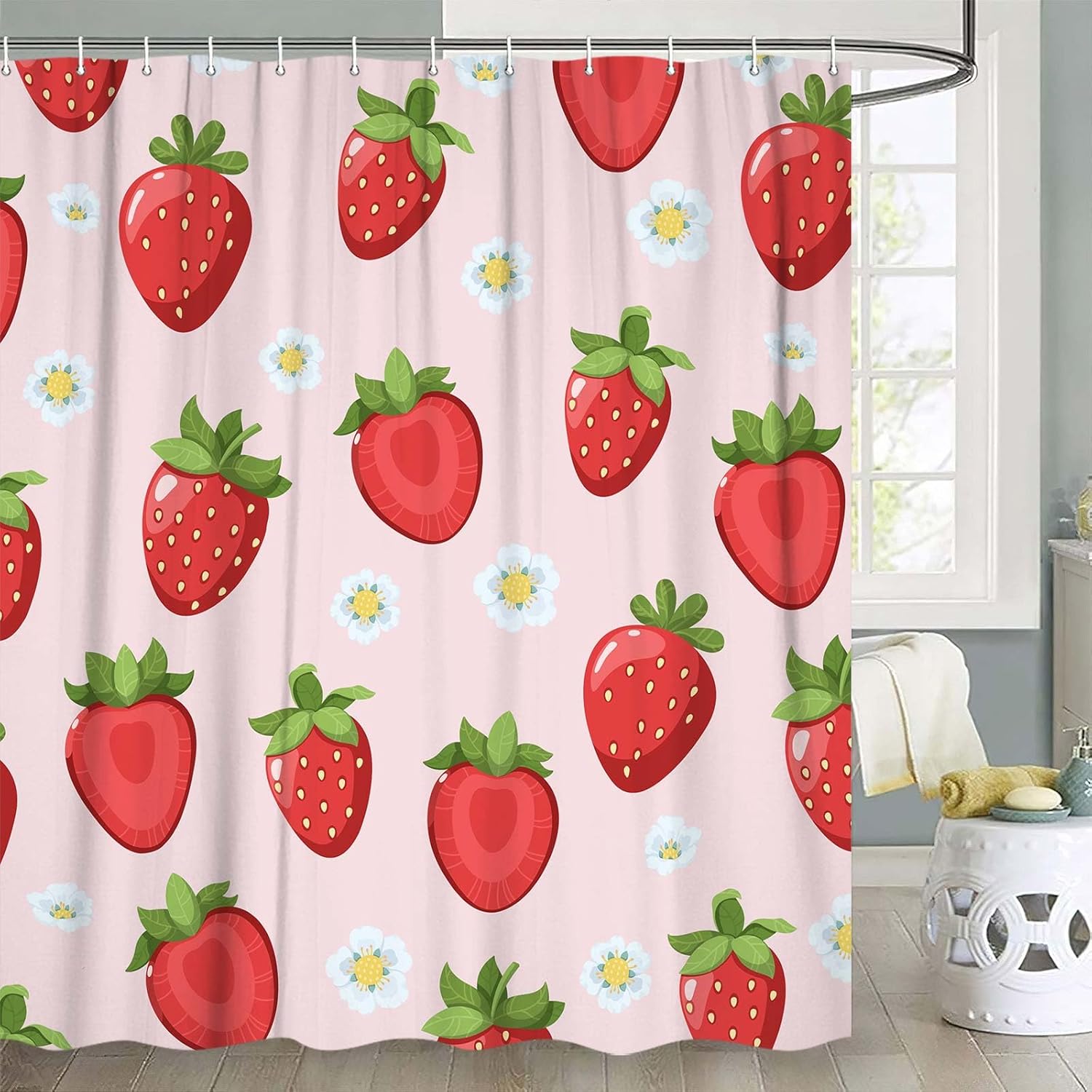 Dinosaurs Shower Curtain for Kids Bathroom, Cute Dinosaur in Blue Outer Space Funny Cosmos Space Shower Curtain for Children 90x180CM