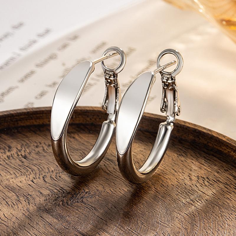 Vintage Silver Color Earring Simple Round Circle Hoop Earrings for Women Jewelry Accessories