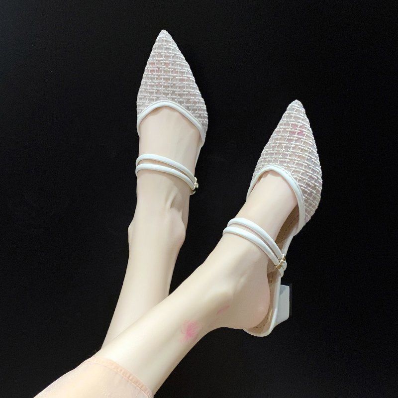 Yellow Mules Sandals for Women Block Heel Pointed Toe Woman Shoes on Sale High Quality Summer Anti Slip Hot Casual Designer Pvc