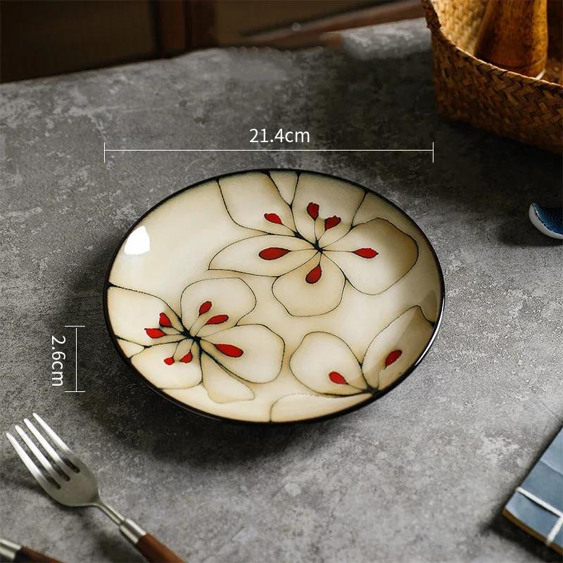 Light Luxury Flowers Ceramic Plate High End Restaurants Pasta Steak Plate Delicious Dishes Dining Plates Unique Home Tableware