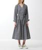Boyeon V-Neck Print Shirred Shirt Dress Navy 0058