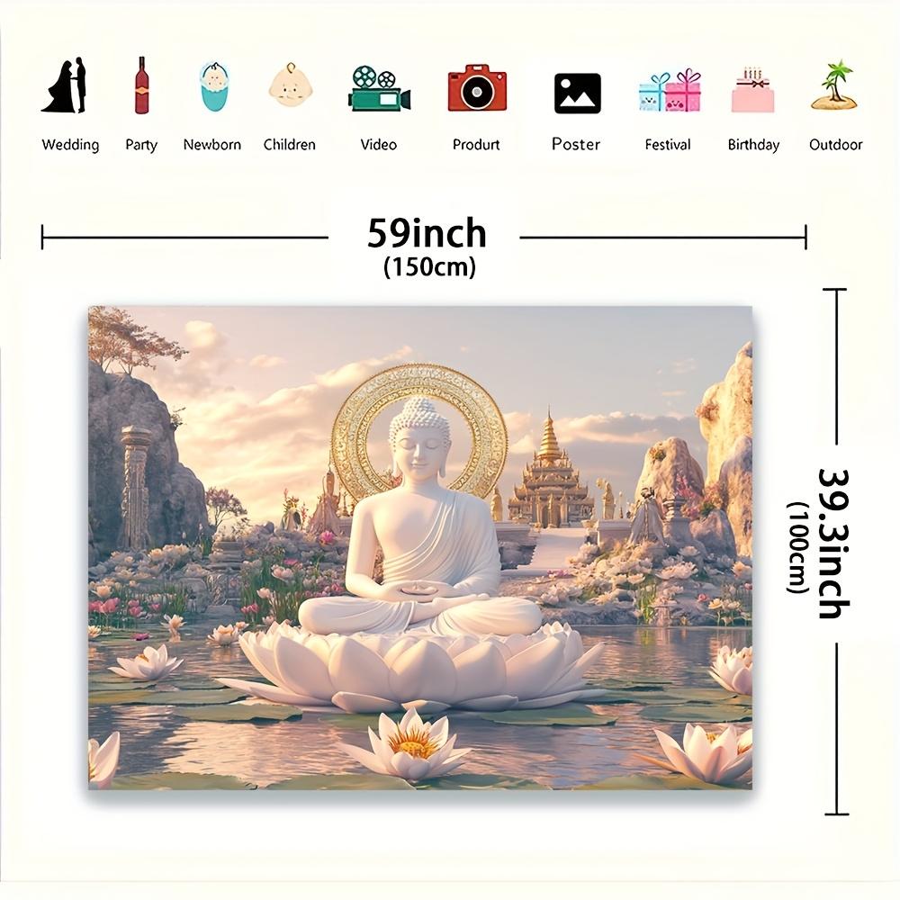 VIKAMA Peaceful Buddha Lotus Tapestry Trendy Wall Accent For Living Room Yoga Studio Meditation Area Modern Home Decoration