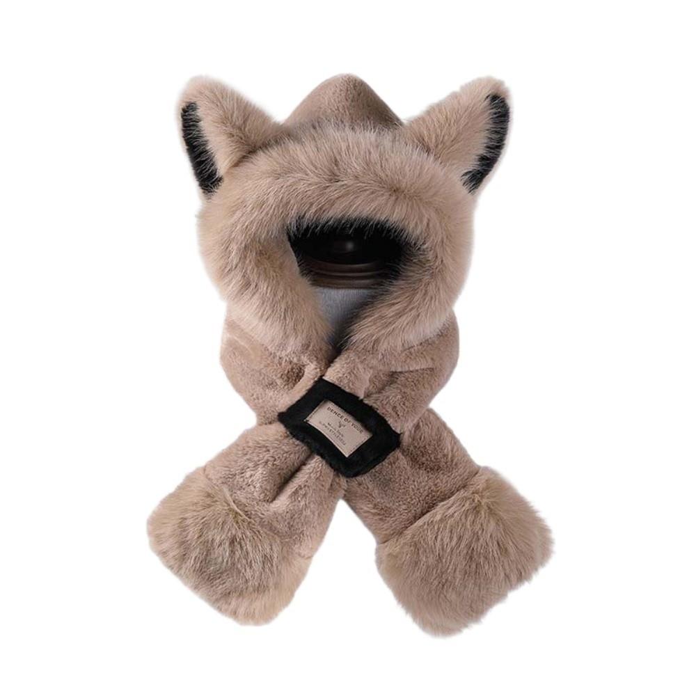 

Anti-cold Winter Plush Hat Cartoon Ear Protection Cap Cute Animal Ear Scarf Hat Daily хаки