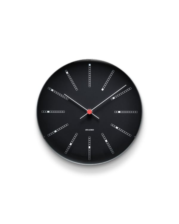 ARNE JACOBSEN BANKERS 43646 29cm Wall Clock, Scandinavian Design (Quiet Design with No Second Hand), Black