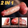 8palcové realistické dildo s ejakulačním penisem – posuvná předkožka 2 v 1, silná přísavka, měkký zakřivený dřík, koule, bod G a anální hra na prostatu pro ženy