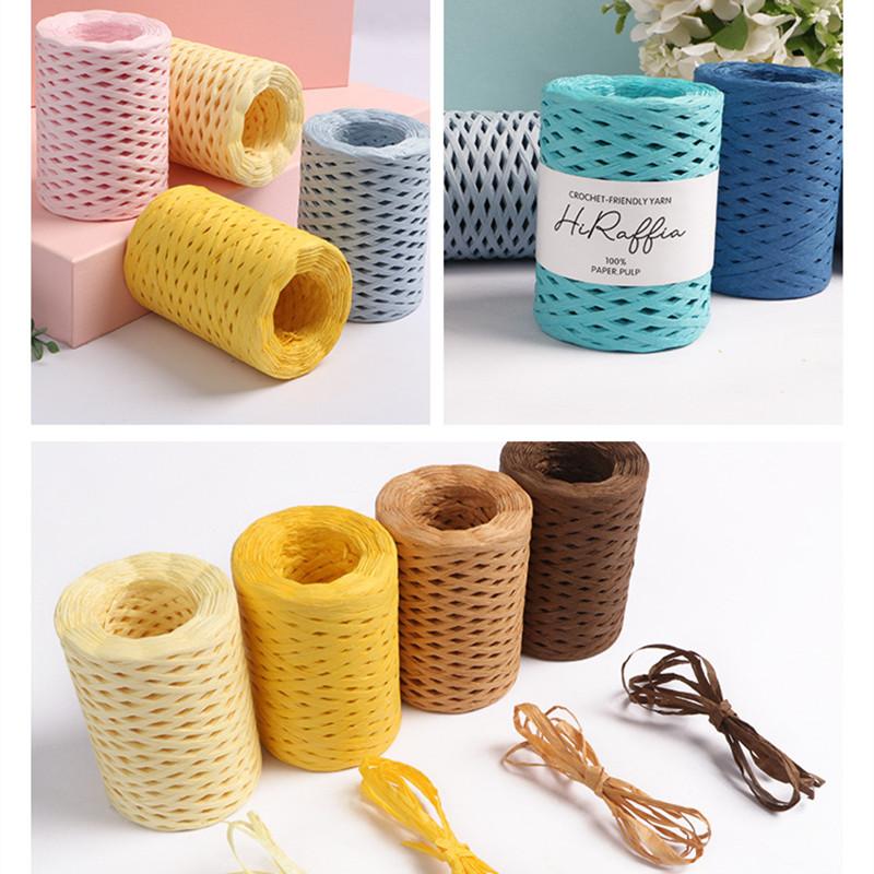 200M Natural Raffia Straw Yarn For Knitting Crocheting Paper Threads Friendly Paper Yarn DIY Handmade Summer Sunhat Beach Bag
