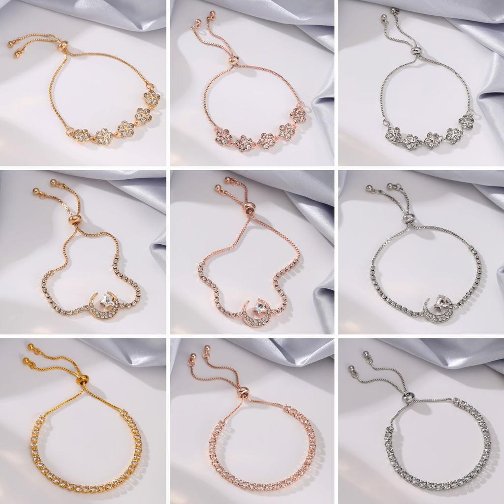 Fashion Geometric Crystal Adjustable Fringed Bracelet Ins Niche Light Luxury Personalized Bracelet High-end Jewelry