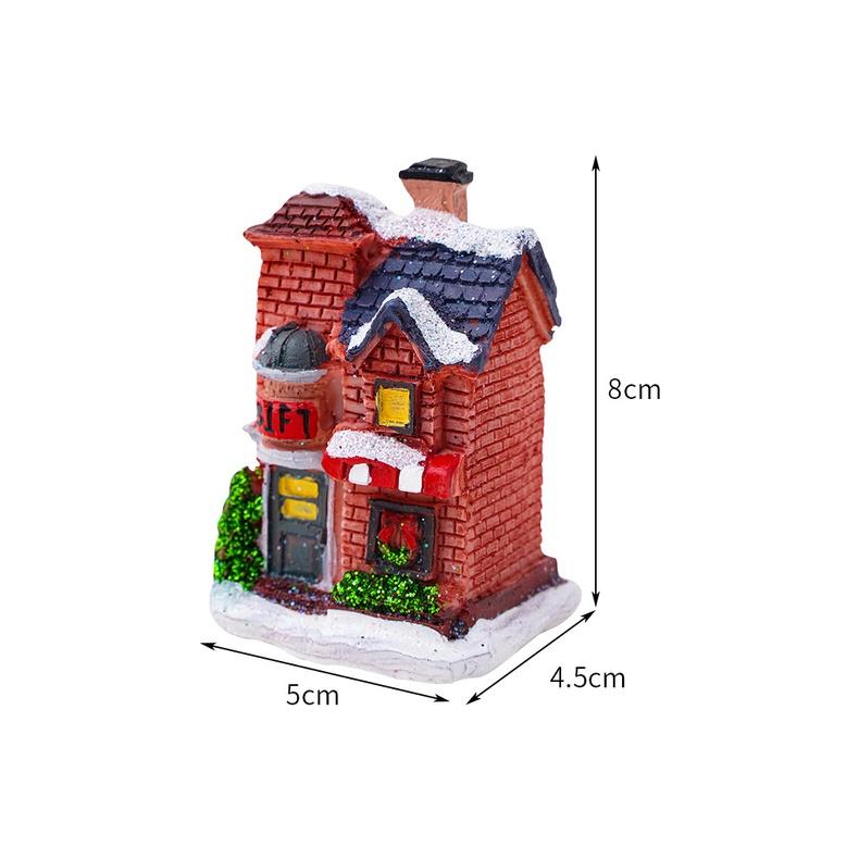 Lighting Up DIY Christmas Tiny Resin House Village Miniature Model Chrismas LED Lights House Xmas Gift