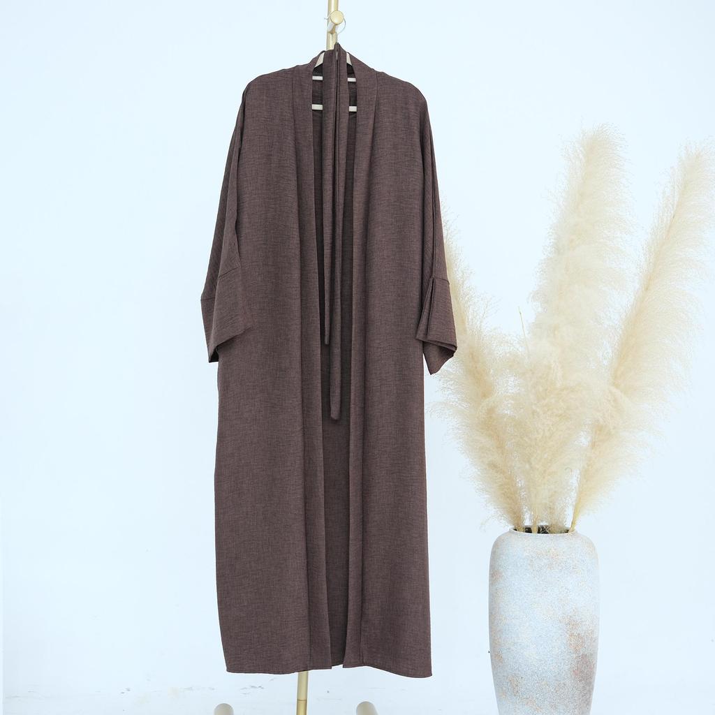 Loriya2024 Einfarbiges Zweiteiliges Kleid & Strickjacken-Robe, Dubai/Türkei Edition LR823