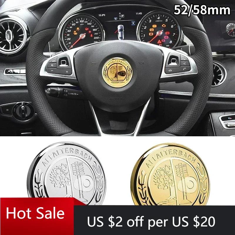Hots  1pcs 52mm 58mm Car Steering Wheel Sticker Auto Interior For Mercedes Benz AMG W212 W213 W205 W177 V177 W247 W176 GLA GLC W