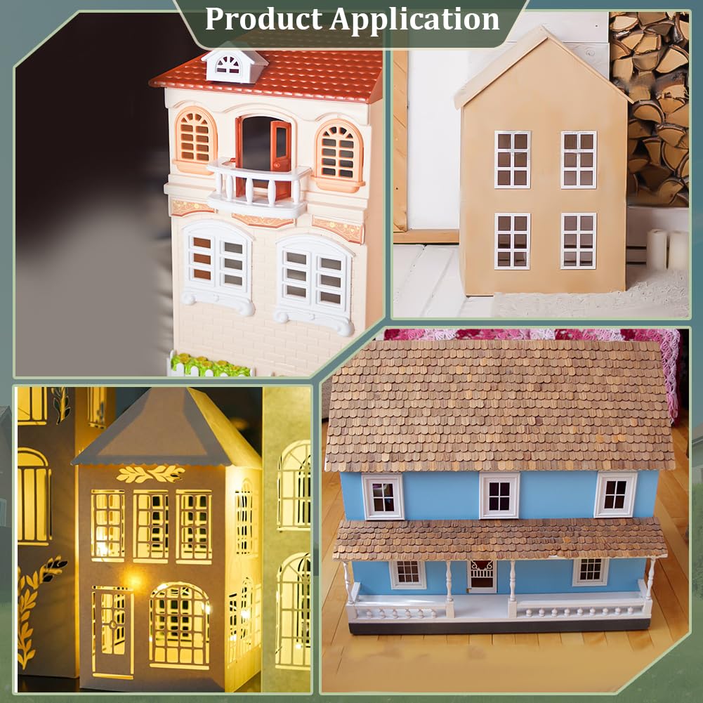 BENECREAT 6pcs 2 Styles Dollhouse Windows Wooden Miniature Windows 1:12 Frame Miniature Furniture Dollhouse Decorative Props White