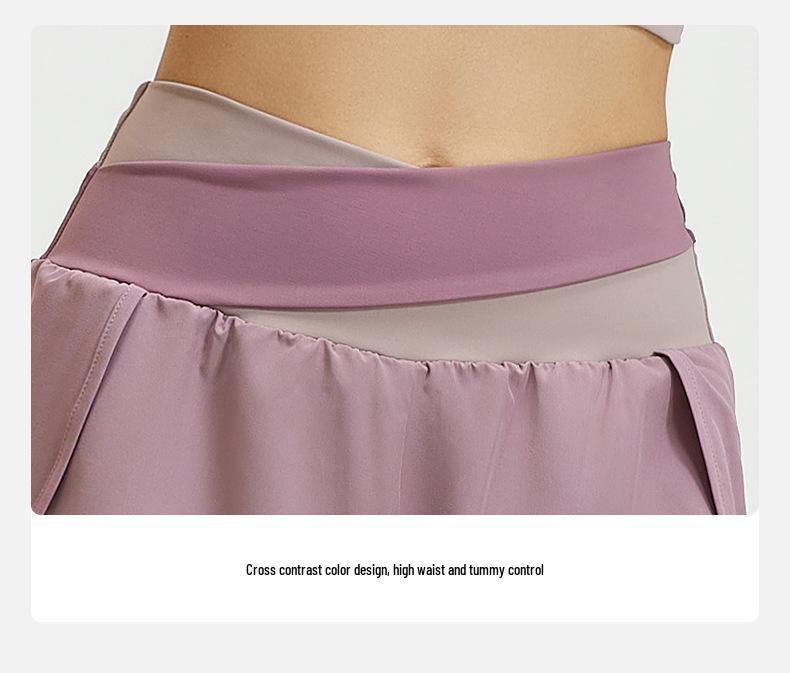 Women's High-Waist Quick-Dry Colorblock Yoga Shorts with Side Pockets