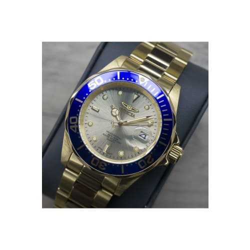 Invicta Pro Diver Quarz Uhr, 40mm Gehäuse, Goldenes Edelstahlarmband, Goldenes Zifferblatt, 14124, Herren, Offiziell importiert