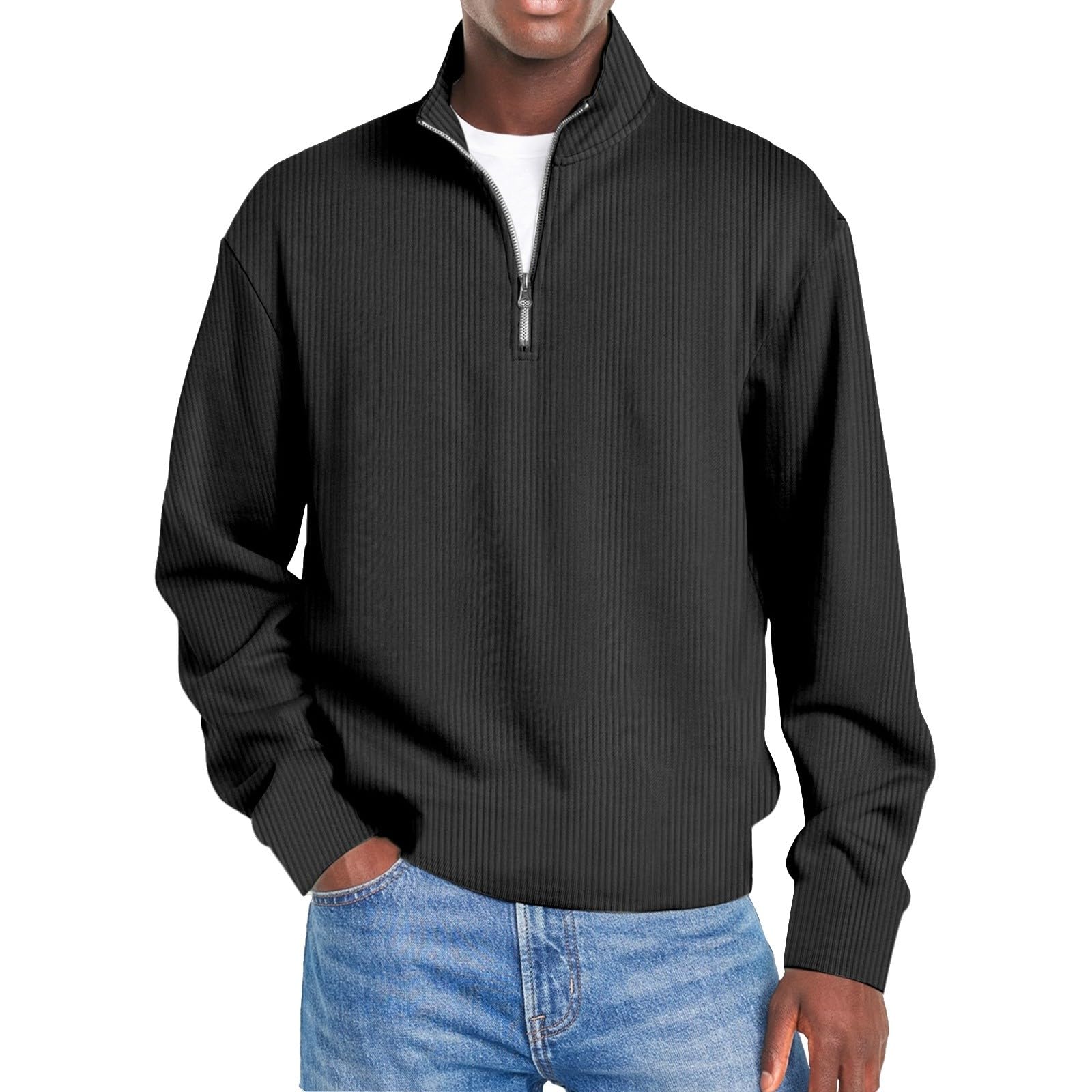 

Мужской повседневный пуловер, легкий свитшот с горловиной, рубашки с длинным рукавом XXL чёрный