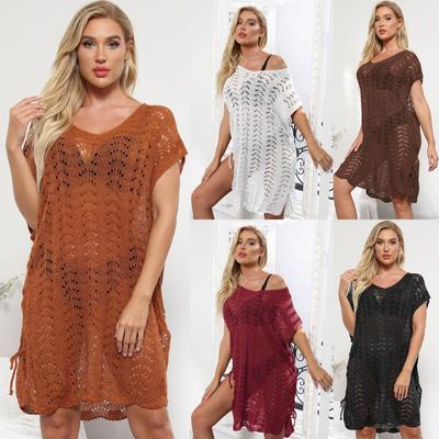 Vestito da Donna con Spalline Spiaggia Lavorato a Maglia Buchi Felpa Sexy da Donna