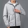 Men S Casual Hooded Jacket Long Sleeve Solid Color Multi Pocket