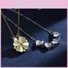 Luxurious Titanium Steel Four Leaf Clover Necklace Featuring Diamond Inlay For Stylish Women
