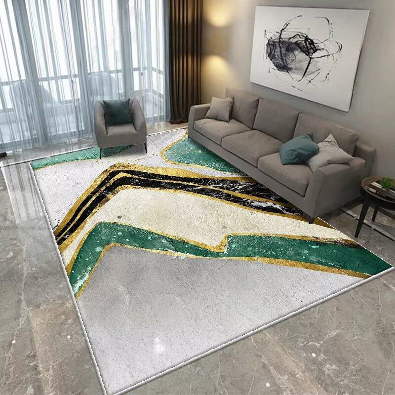 Modern CARPET FOR LIVE ROOM Non-slip Home Decoration Luxury Light Luxury Golden Blue Area Rug Washable Parlor Mat Bedside Room