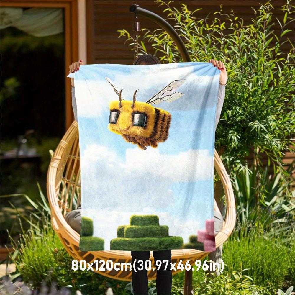 

1pc Bee World Theme Design Flannel Blanket - 3D Printed Soft Warm, All-Season Lightweight Throw for Camping Travel Bed-080706 80x120cm