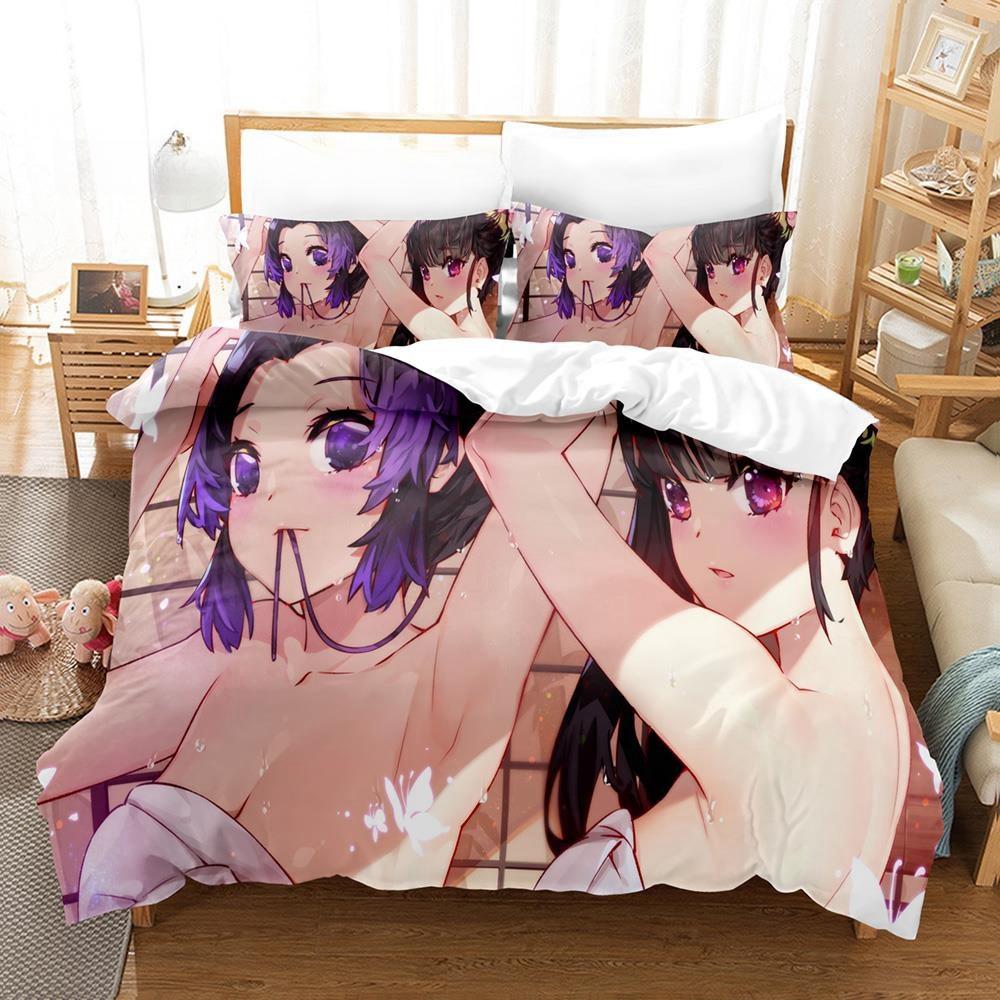 Fashion Anime Demon Slayer Bedding Collection Single Twin Full Queen King Size Bed Collection Adult Kid Bedroom Duvet Cover Collection Home Textiles