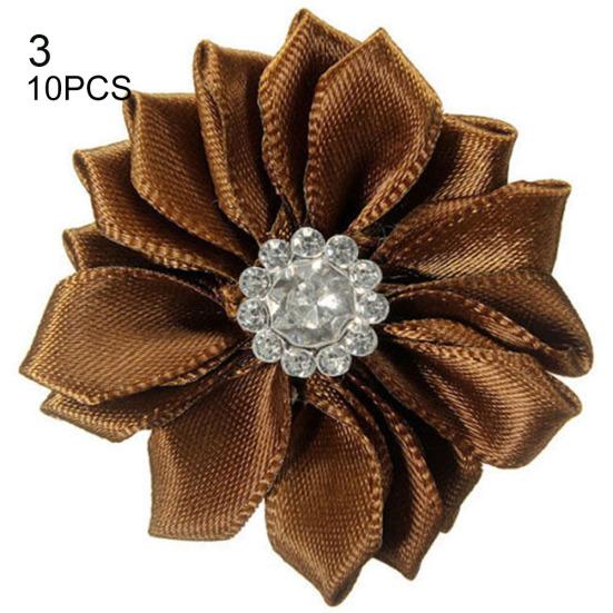 10 Uds. 4cm cinta de raso flores brillantes apliques de diamantes de imitación DIY artesanía de boda