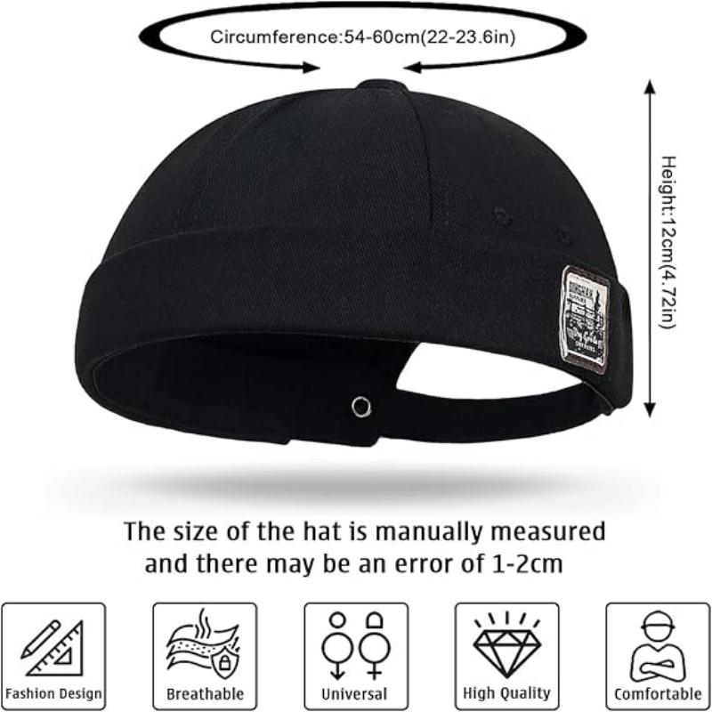 Unisex Cotton Hat Adjustable Brimless Docker Cap Rolled Cuff Sailor Hat Skullcap