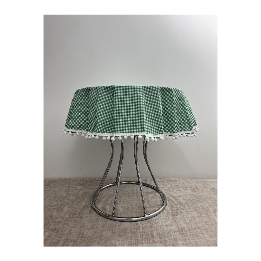 Bommel Gingham Round Pompom Ubrus Gingham Round