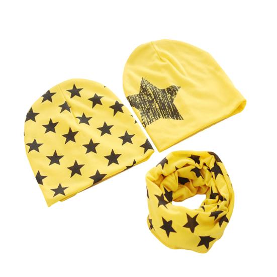 Beanie + Eșarfă Set 3 Bucăți Căciulă Beanie Print Star Set Eșarfe Căciulă Croșetată Toamnă Și Iarnă