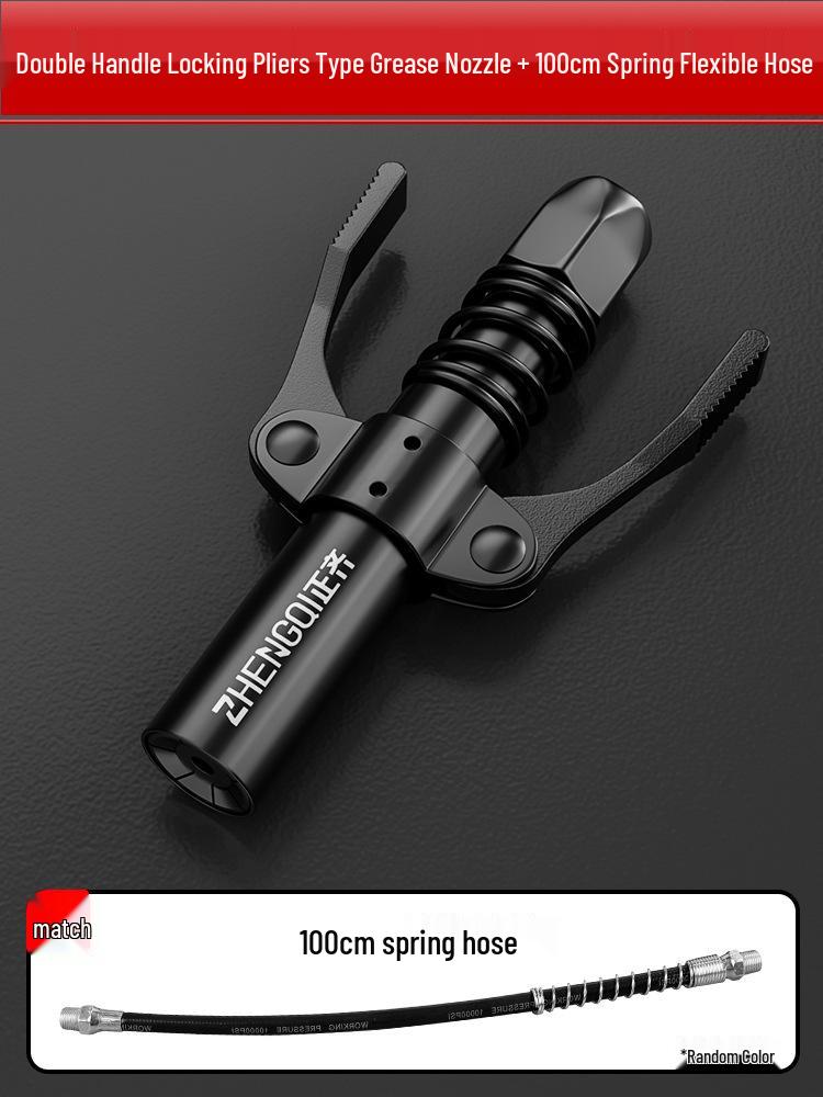 High-Pressure Manual Grease Gun Head Set with Locking Pliers and Hose