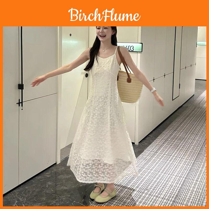 Elegant Summer Polyester Lace Midi Dress For Women With Waistcinching Design