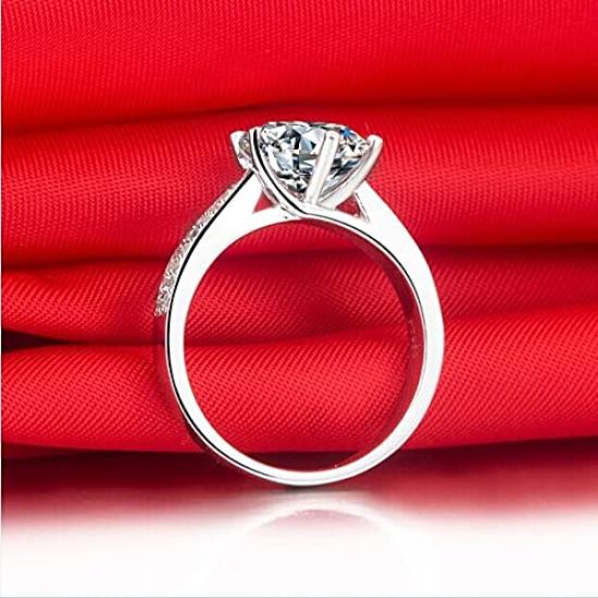 Engagement Ring Star Queen Luxury Genuine Silver NSCD Diamond Wedding Ring Women Anniversary Jewelry [THREE MAN]