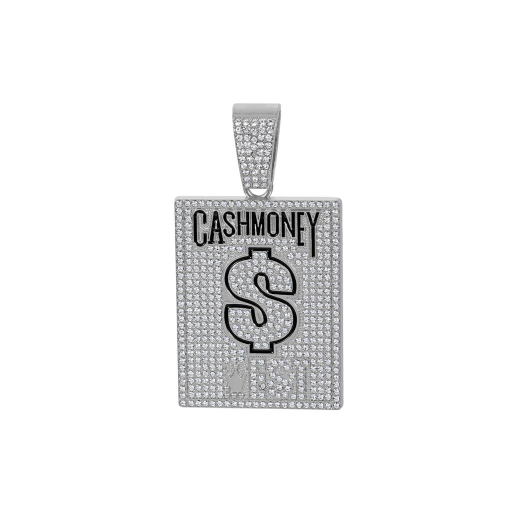 American CASH MONEY Dollar Sign Square Plate Dripping Oil Letter Necklace Pendant Cuban Chain