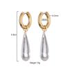 New Fashion Long Waterdrop Pendant Hoop Earrings For Women Round Stainless Steel Gold Color Ear Buckel Dangle Female Jewelry