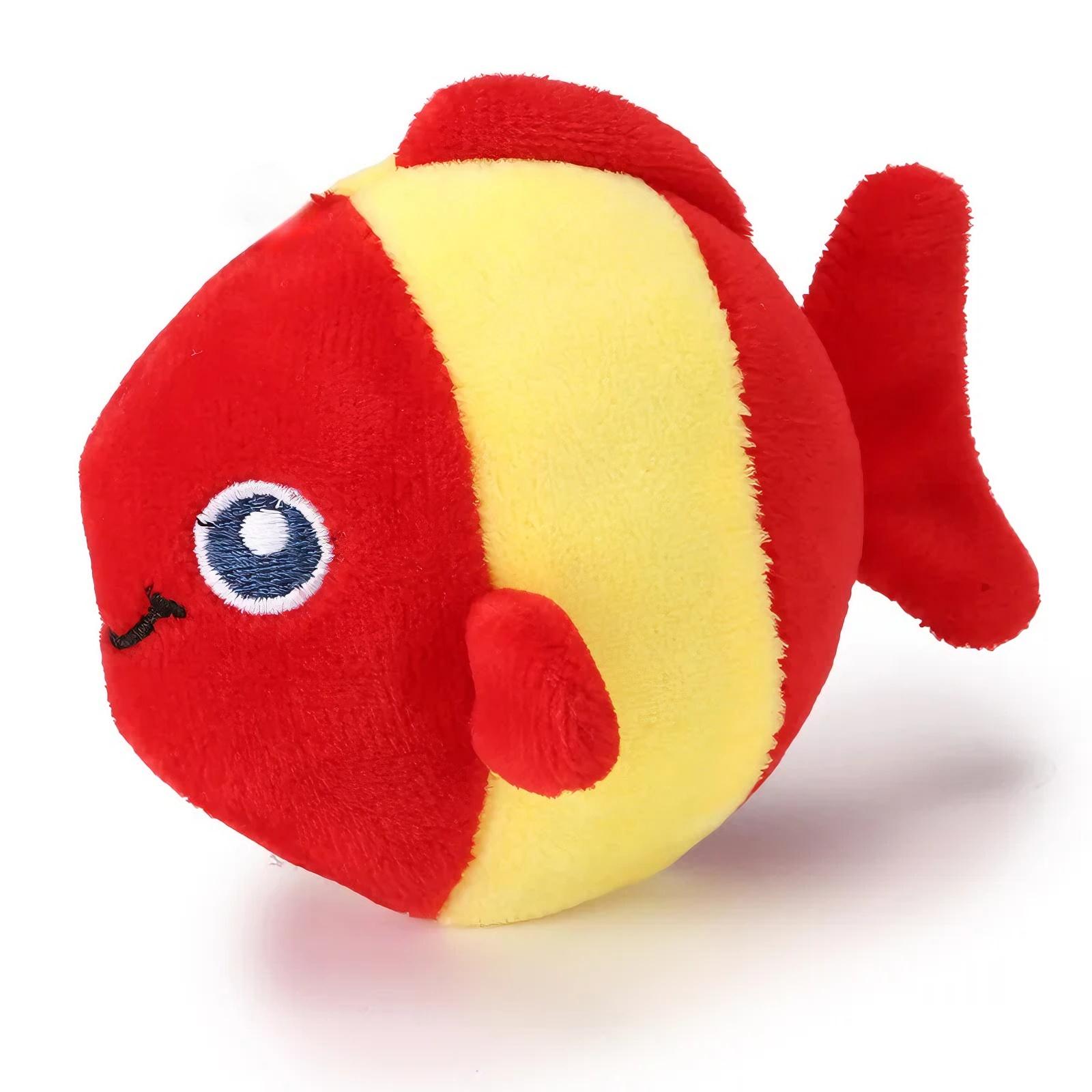 Cat toys sound clown fish cat toys self-exciting and teasing cat stick soft, comfortable, elastic, bite-resistant, playable красный